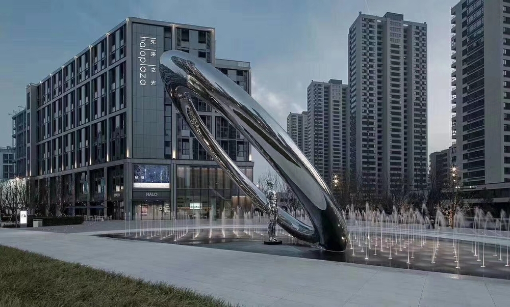不锈钢抽象城市雕塑