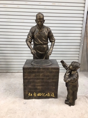 玻璃钢仿铜色古代人物雕塑摆件
