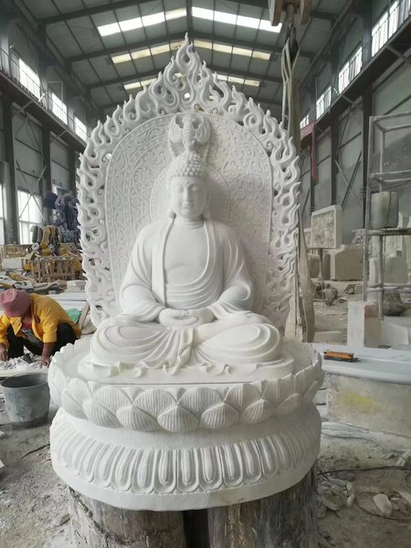 大师级雕工汉白玉材质佛像摆件