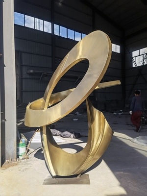 镀金拉丝效果抽象不锈钢雕塑室外广场摆件
